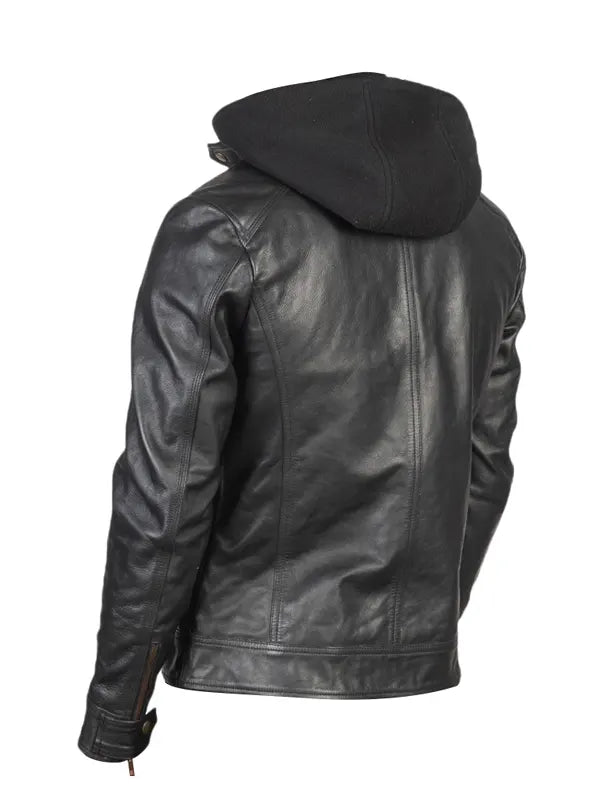 Men Black Leather Biker Jacket