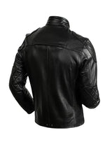 Mens Casual Black Leather Cafe Racer Jacket