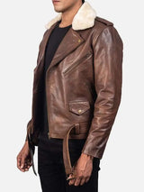 Mens Motorcycle Brown Leather Jacket