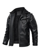 Mens Fred Black Hooded Leather Jacket