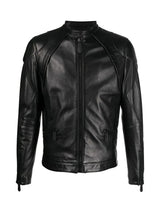 Mens Classic Biker Moto Leather Jacket