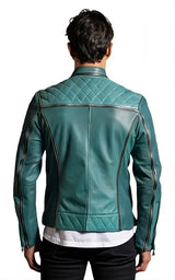 Mens Teal Leather Jacket