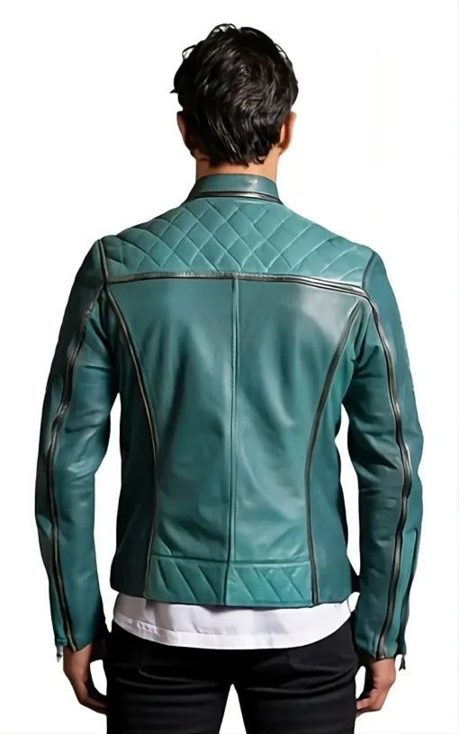 Mens Teal Leather Jacket