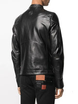 Mens Classic Biker Moto Leather Jacket