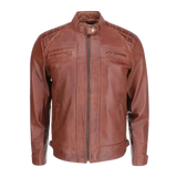 Mens Brown Quilted Biker Leather Jacket