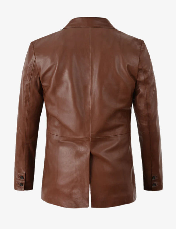 Men Vintage Tan Brown Leather Blazer