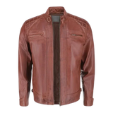 Mens Brown Quilted Biker Leather Jacket